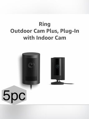 5 cameras Ring Dual Cam System in Black — Outdoor Cam Plus & Plug-In Indoor Cam